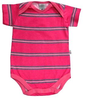 Body Listradinho Rosa e Cinza - G